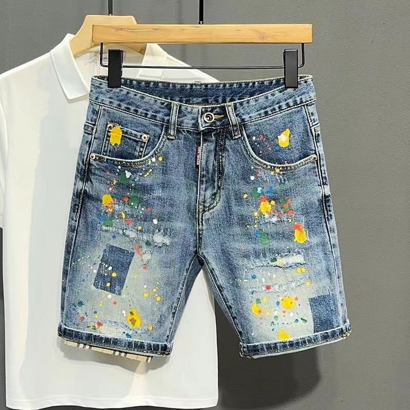 Men Fashion Jeans - Männer Kurze Jeans Hosen Graffiti Schlank
