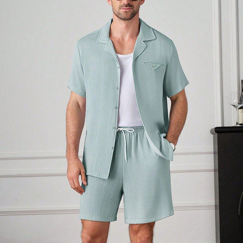 Men'S Fashion Color - 2026 Sommer Herren Freizeit-Sportanzug Einfarbiges Set