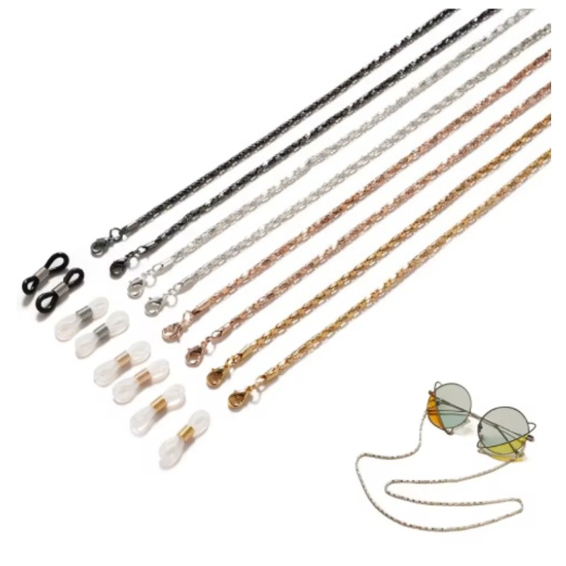 Mens Fashion Reading Glasses - Modische Rutschfeste Brillenketten Metall-Diamantperlen Hohle Sonnenbrillen-Kordel