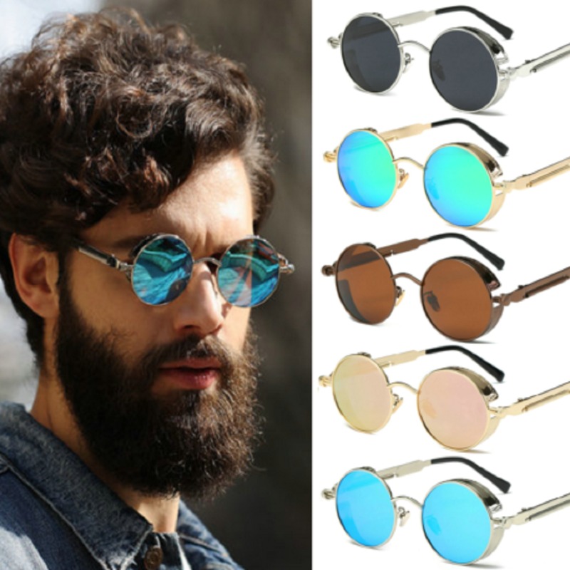 Men'S Fashion Round Glasses - Metall Steampunk Sonnenbrille für Männer und