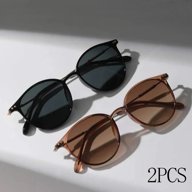 Men'S Fashion Round Glasses - 2 Stück Damen Herren Kleine Runde