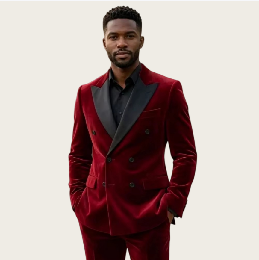 Mens Fashion Magazines - Samtanzüge für Herren, Doppelreihig, Trauzeugen-Hochzeitsanzug, Formeller