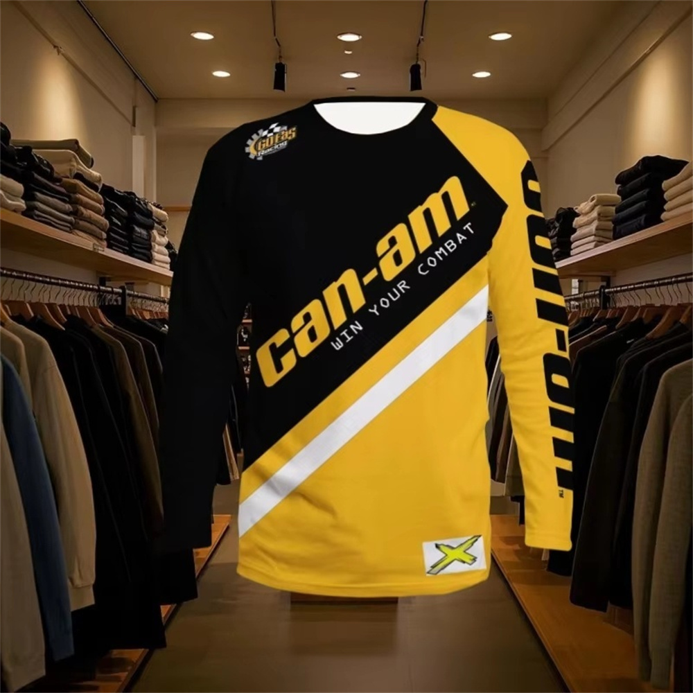 Men'S Fashion Looks - Motorrad-Renn-Langarm-T-Shirt mit Rundhalsausschnitt für Männer und