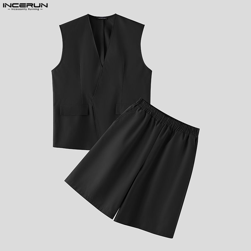 Men'S Fashion Color - INCERUN Herren-Sets Einfarbige V-Ausschnitt Ärmellose Westen