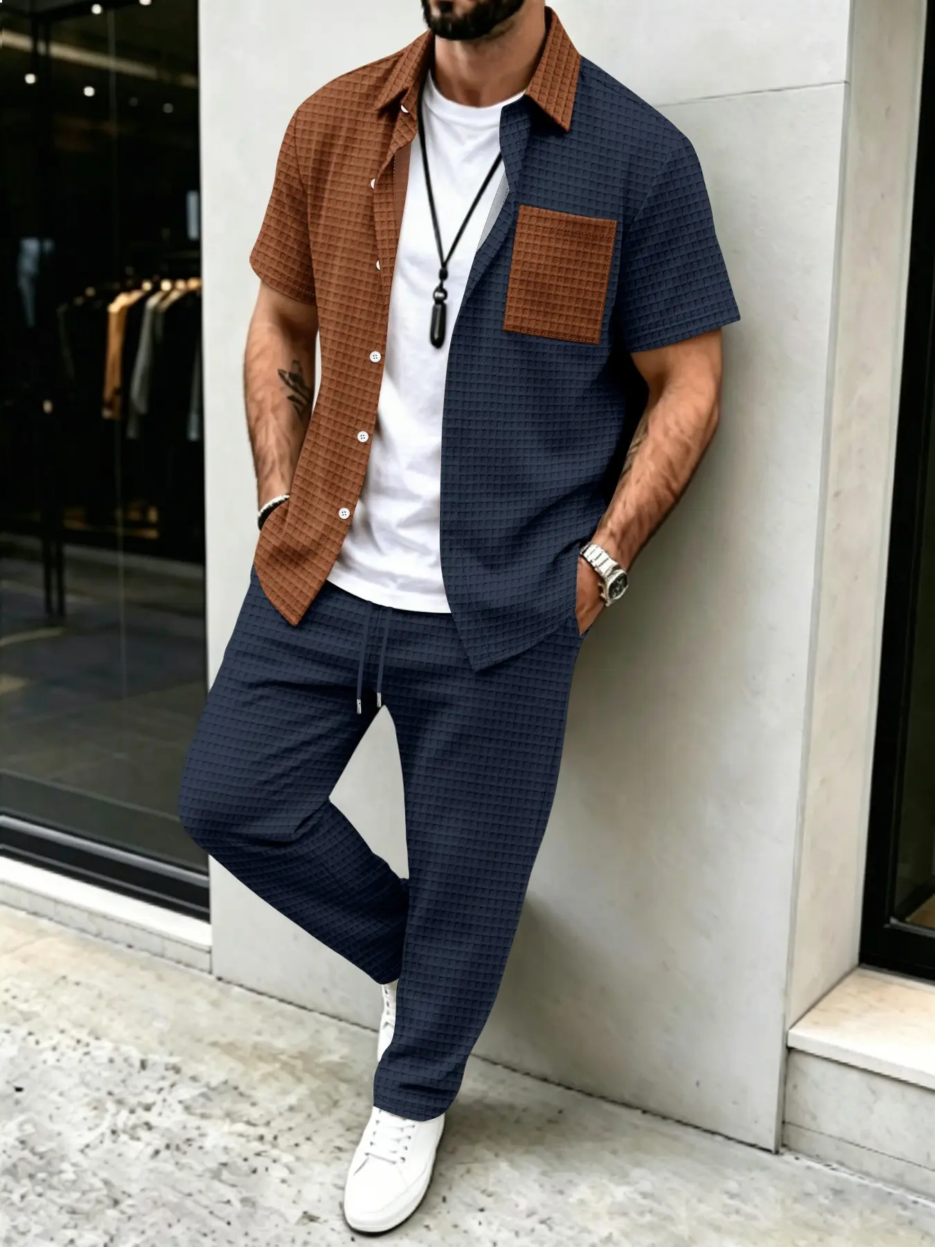 Herren-Set mit Waffelmuster-He – Men'S Fashion Color Bewertung und Preis