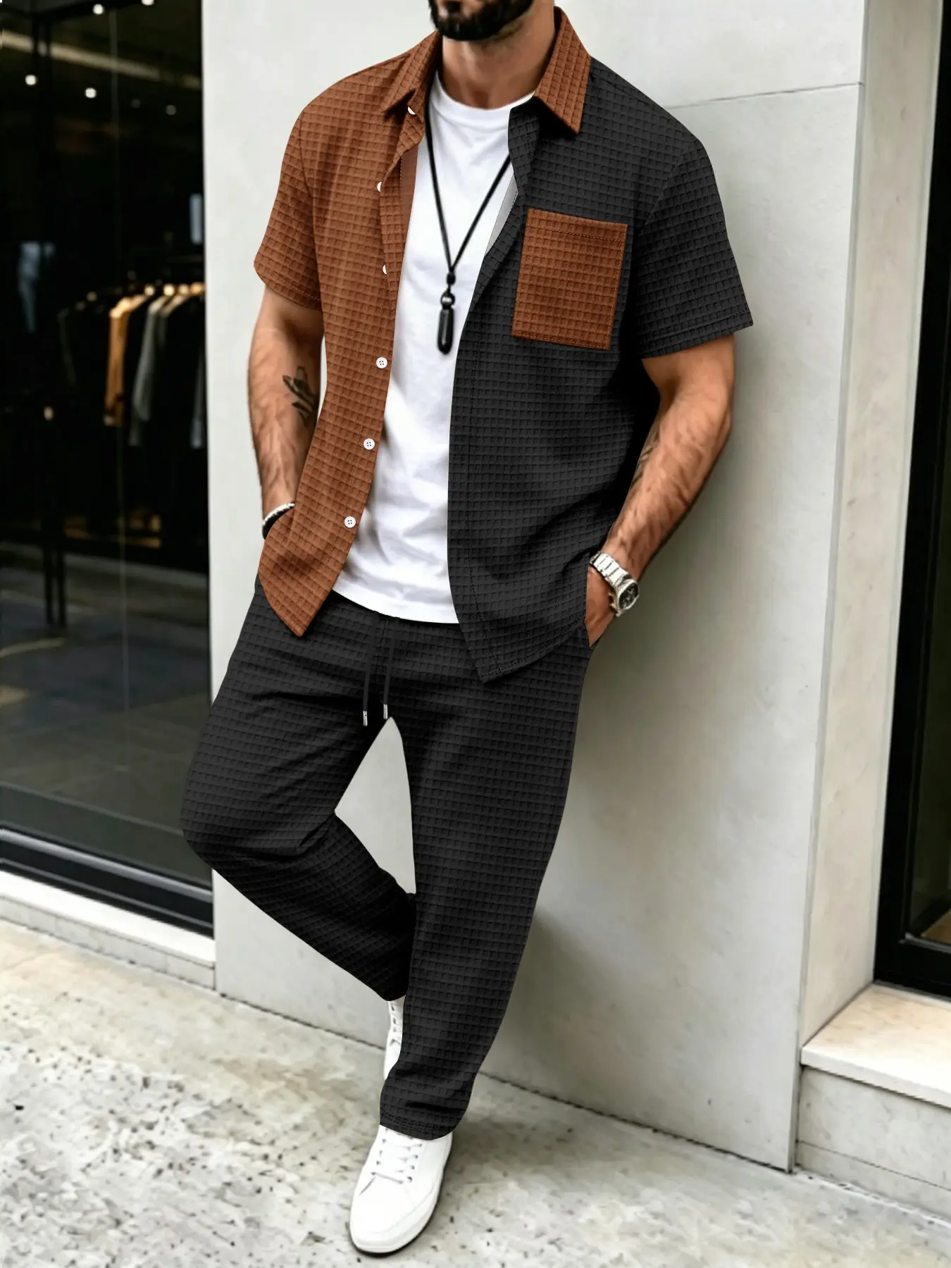 Herren-Set mit Waffelmuster-He – Men'S Fashion Color Bewertung und Preis