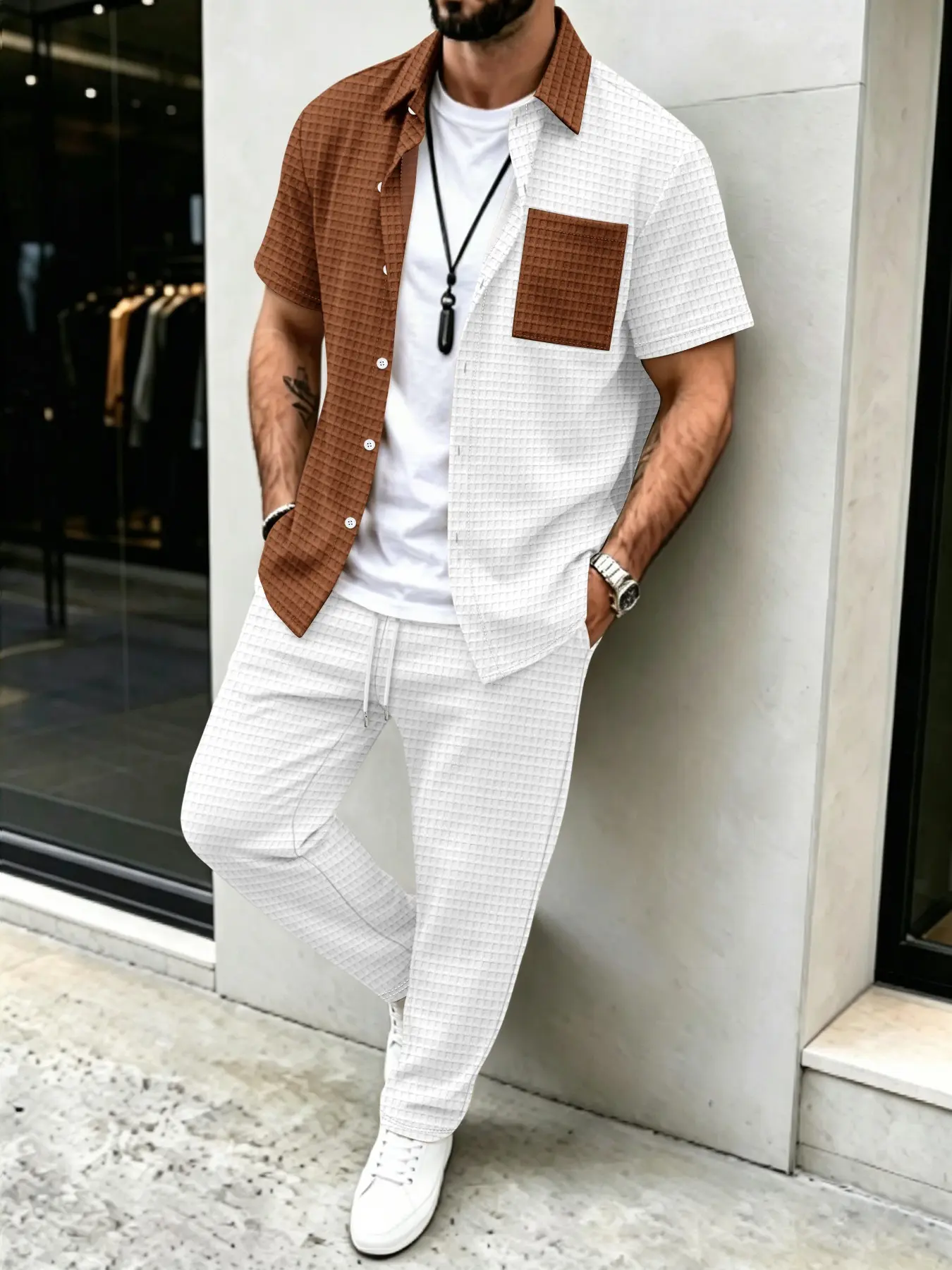 Herren-Set mit Waffelmuster-He – Men'S Fashion Color Bewertung und Preis
