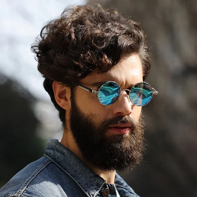 Klassische Steampunk-Sonnenbri – Men'S Fashion Round Glasses Bewertung und Preis